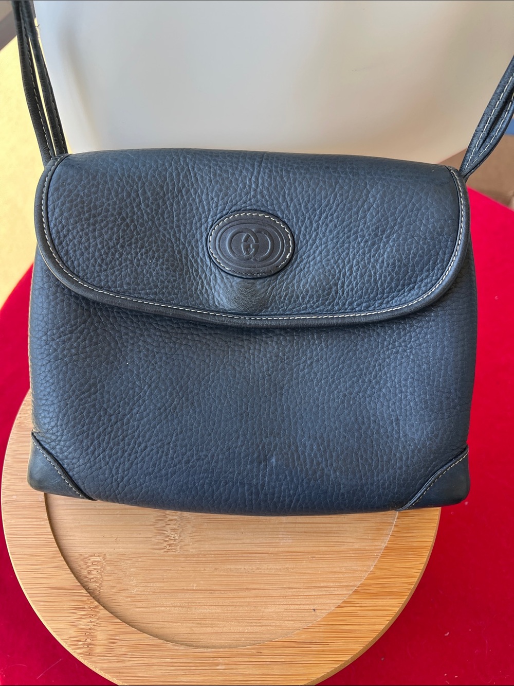 Gucci Vintage Blue Leather Crossbody Shoulder Bag